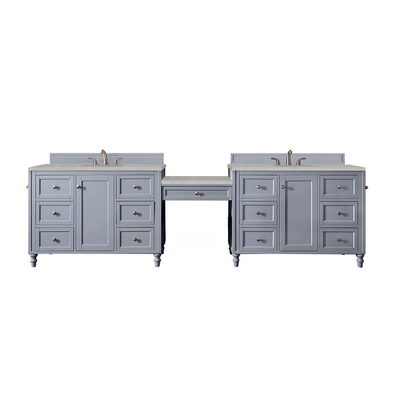 James Martin Copper Cove Encore 122" Double Vanity Set Vanity James Martin Silver Gray w/ 3 CM Eternal Serena Quartz Top 
