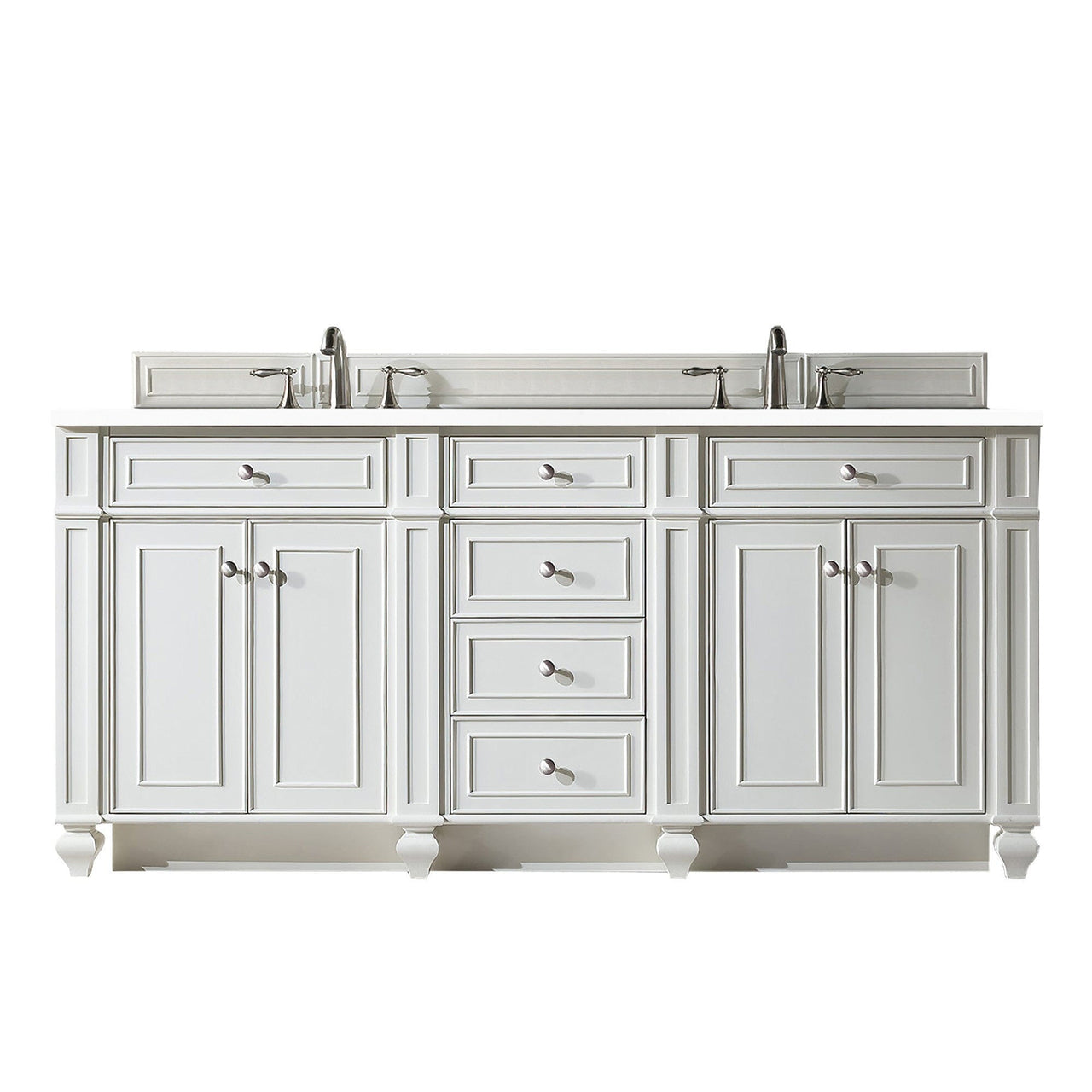 James Martin Bristol 72" Double Vanity Vanity James Martin Bright White w/ 3 CM Classic White Quartz Top 