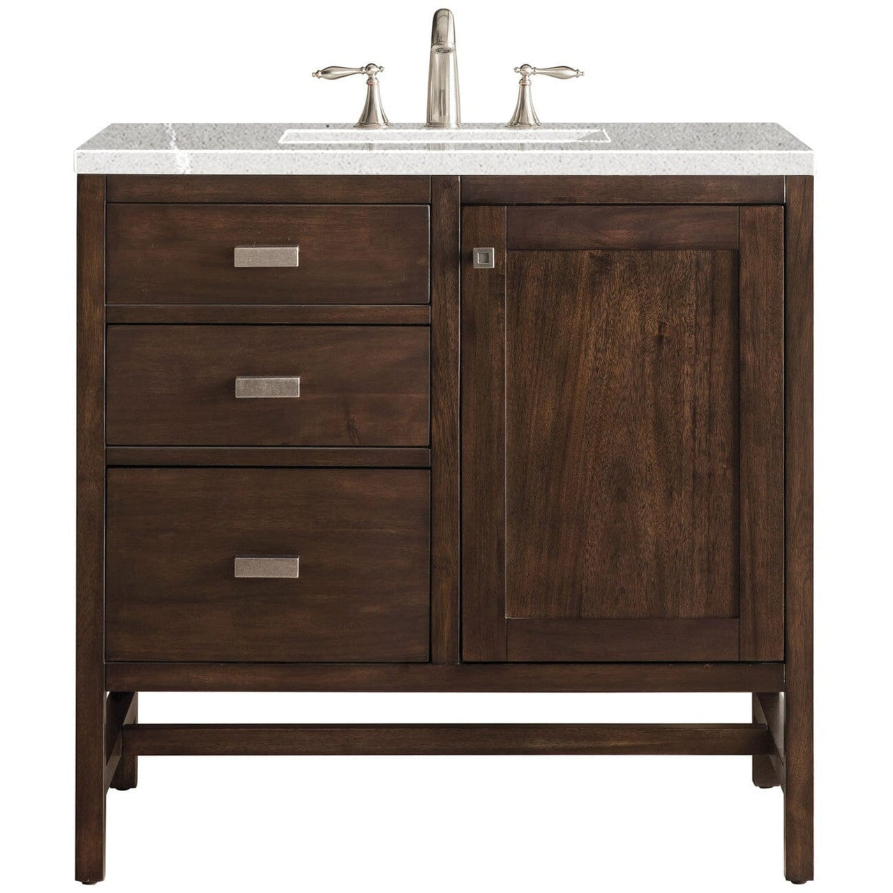 James Martin Addison 36" Single Vanity Vanity James Martin Mid Century Acacia w/ 3 CM Eternal Serena Quartz Top 