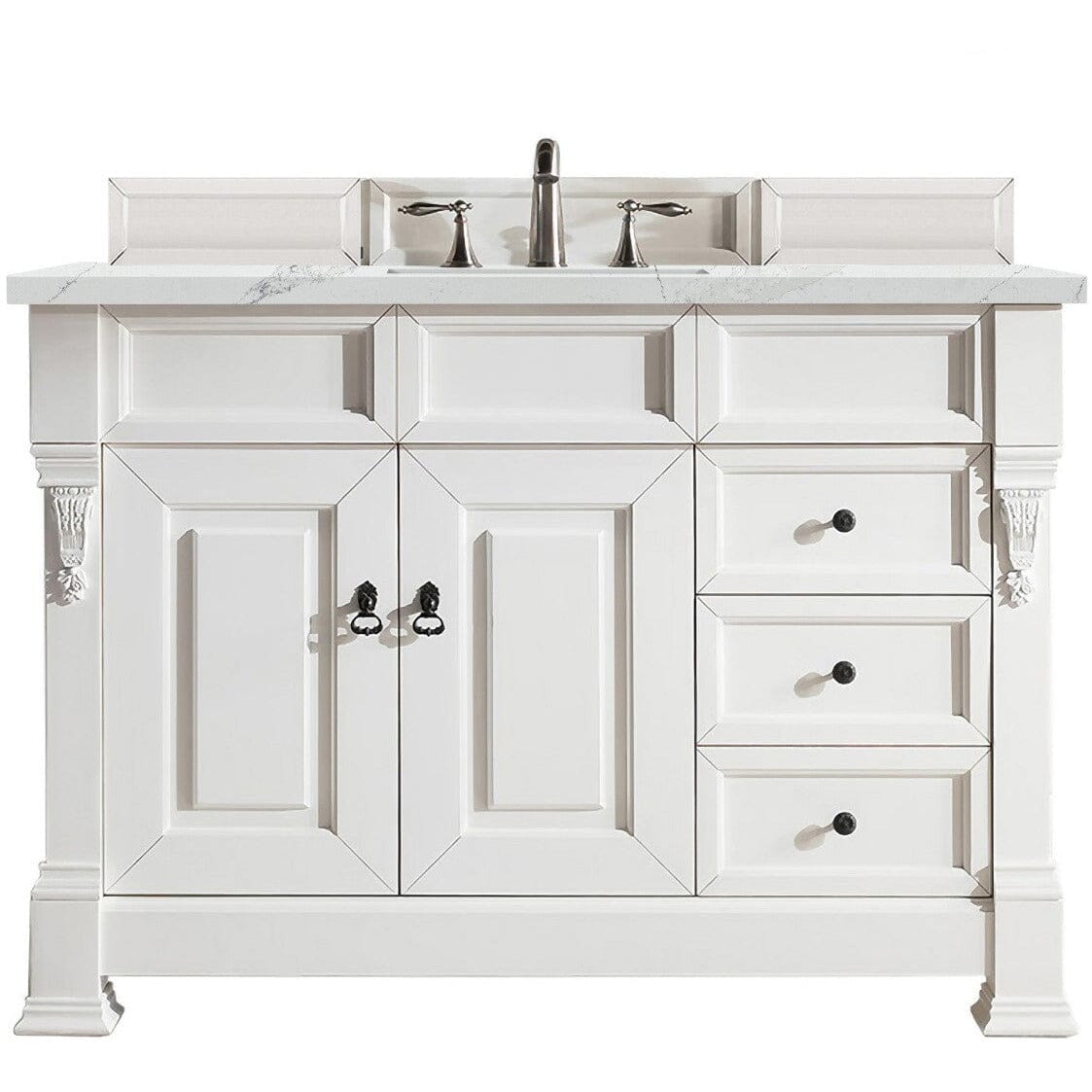 James Martin Brookfield 48" Single Vanity Vanities James Martin Bright White w/ 3 CM Ethereal Noctis Quartz Top 