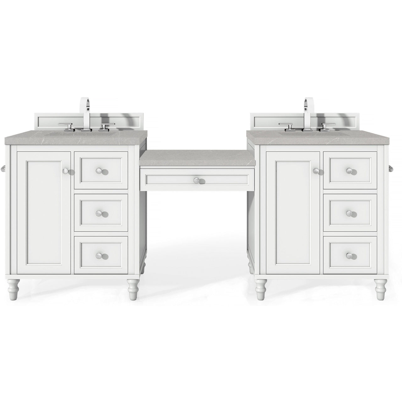 James Martin Copper Cove Encore 86" Double Vanity Set Vanity James Martin Bright White w/ 3 CM Eternal Serena Quartz Top 