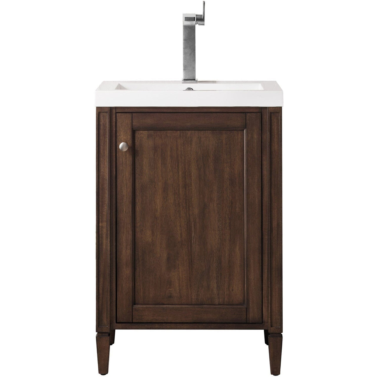 James Martin Britannia 24" Single Vanity Vanity James Martin Mid Century Acacia w/ White Glossy Composite Countertop 