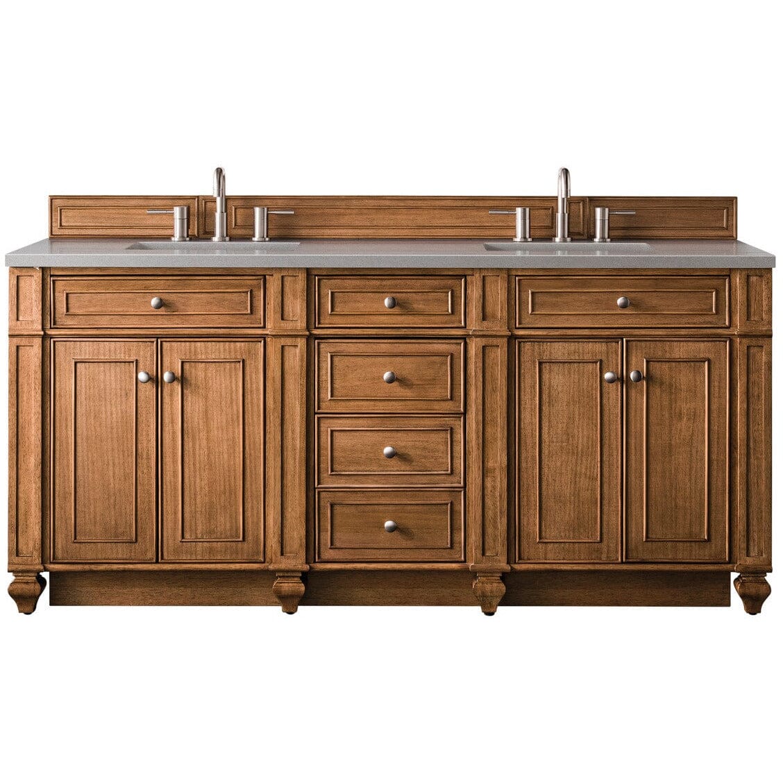 James Martin Bristol 72" Double Vanity Vanity James Martin Saddle Brown w/ 3 CM Grey Expo Quartz Top 