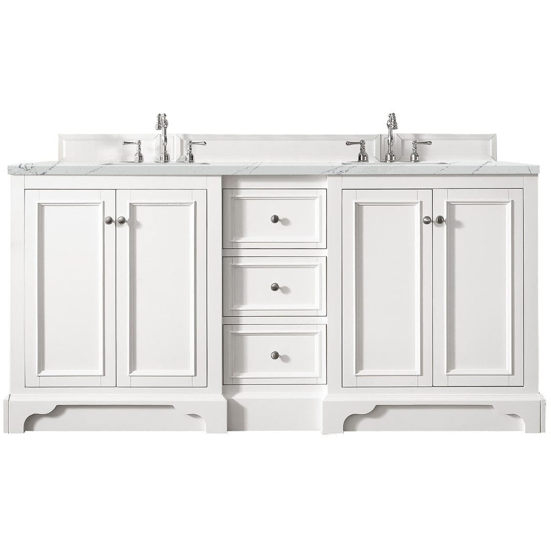 James Martin De Soto 72" Double Vanity Vanity James Martin Bright White w/ 3 CM Ethereal Noctis Quartz Top 