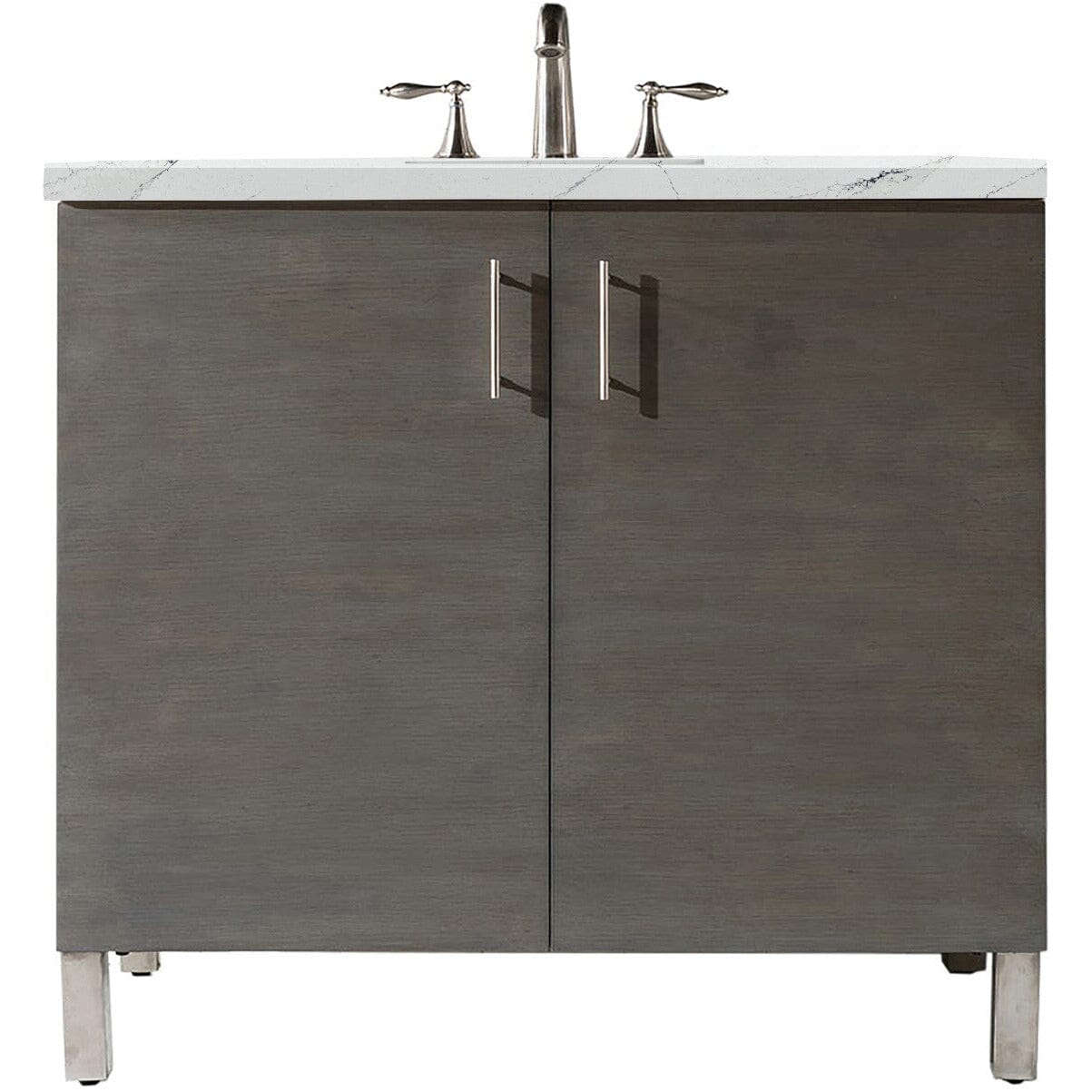 James Martin Metropolitan 36" Single Vanity Vanity James Martin Silver Oak w/ 3 CM Ethereal Noctis Quartz Top 