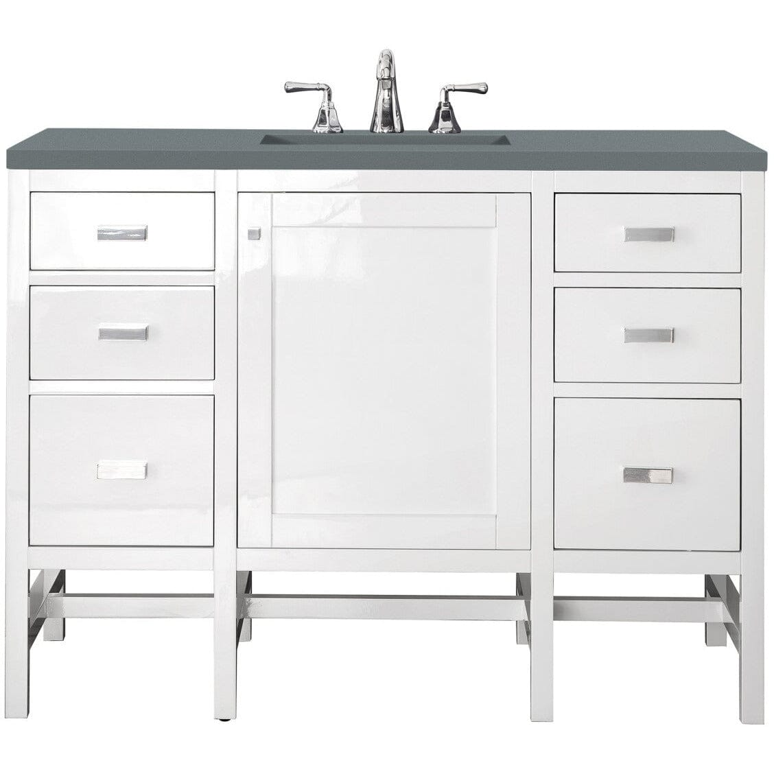 James Martin Addison 48" Single Vanity Vanity James Martin Glossy White w/ 3 CM Cala Blue Top 
