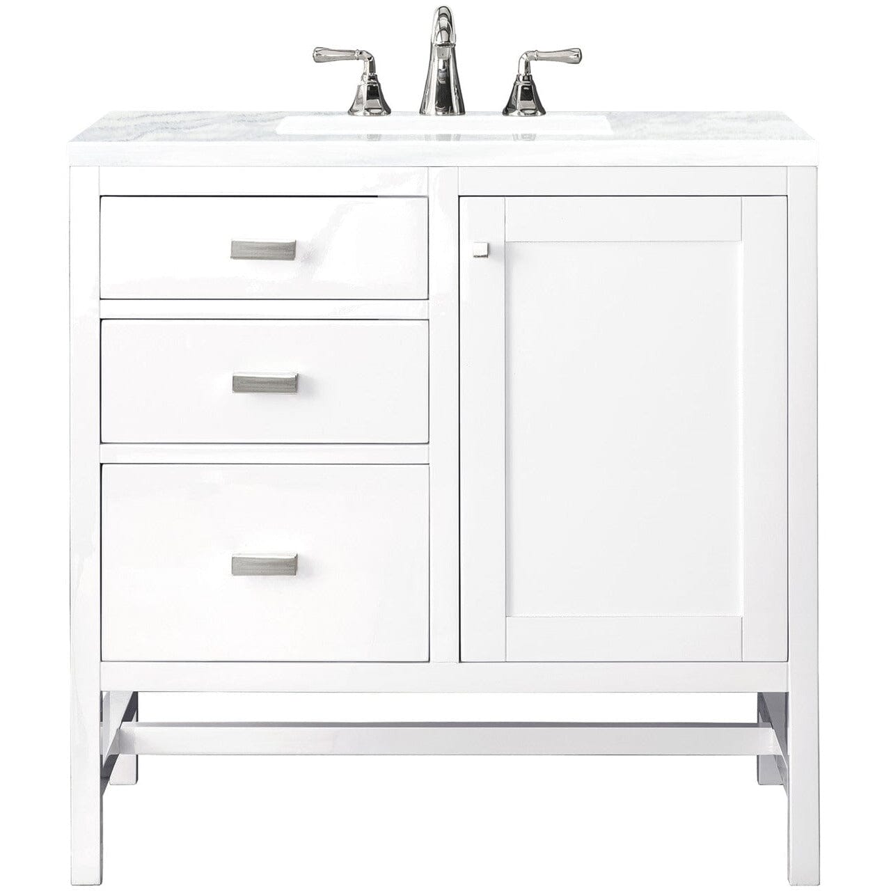 James Martin Addison 36" Single Vanity Vanity James Martin Glossy White w/ 3 CM Arctic Fall Solid Surface Countertop 
