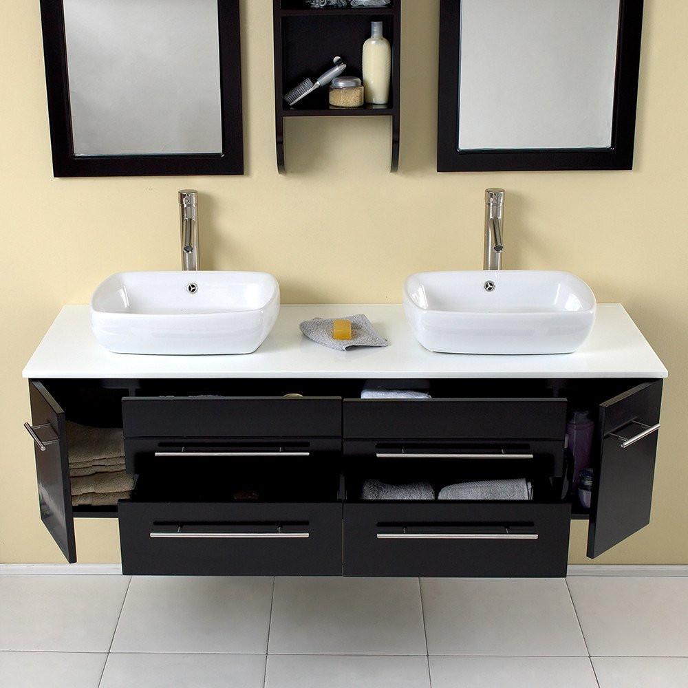 Fresca Bellezza Espresso Modern Double Vessel Sink Bathroom VANITY-FREE FAUCETS Vanity Fresca 