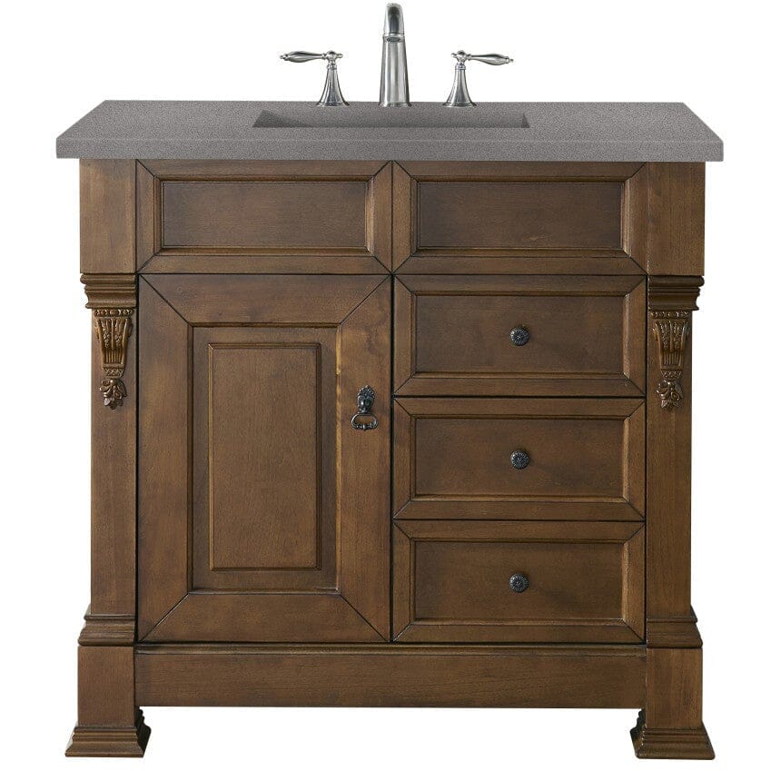 James Martin Brookfield 36" Single Vanity Vanities James Martin Country Oak w/ 3 CM Grey Expo Quartz Top 
