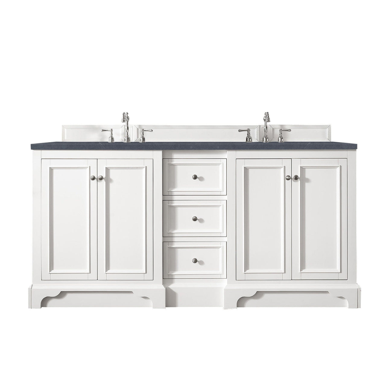 James Martin De Soto 72" Double Vanity Vanity James Martin Bright White w/ 3 CM Charcoal Soapstone Quartz Top 