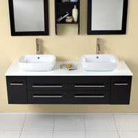 Thumbnail for Fresca Bellezza Espresso Modern Double Vessel Sink Bathroom VANITY-FREE FAUCETS Vanity Fresca 