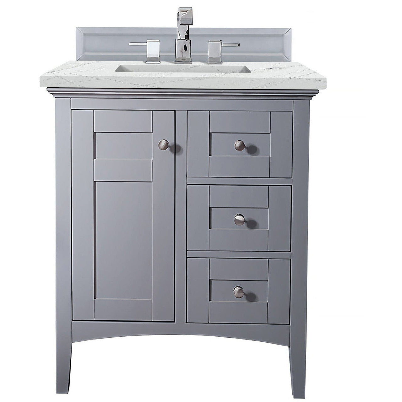 James Martin Palisades 30" Single Vanity Vanity James Martin Silver Gray w/ 3 CM Ethereal Noctis Quartz Top 