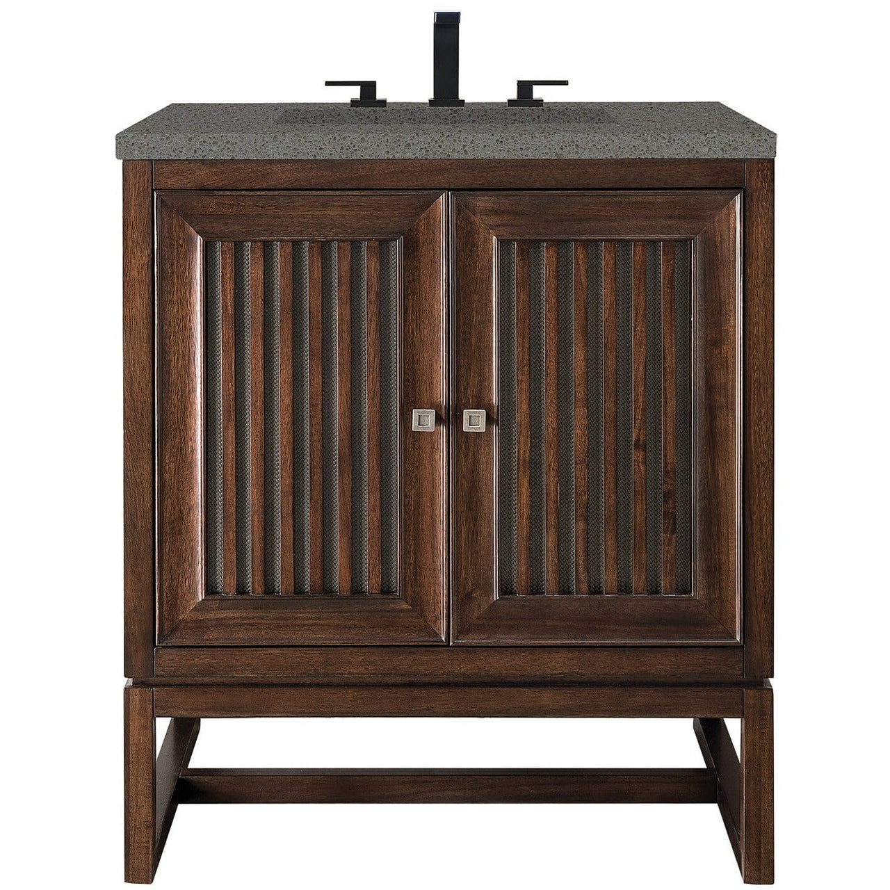 James Martin Athens 30" Single Vanity Vanity James Martin Mid Century Acacia w/ 3 CM Grey Expo Quartz Top 