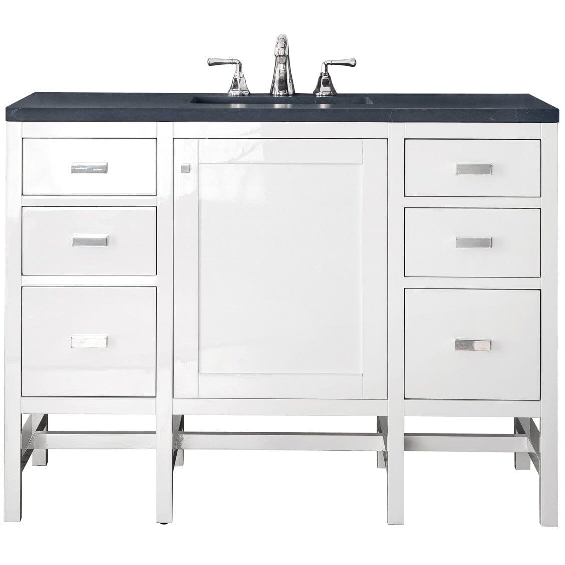 James Martin Addison 48" Single Vanity Vanity James Martin Glossy White w/ 3 CM Charcoal Soapstone Quartz Top 