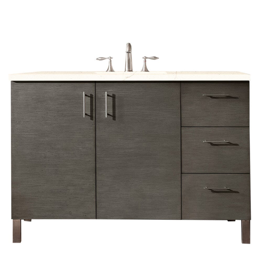 James Martin Metropolitan 48" Single Vanity Vanity James Martin Silver Oak w/ 3 CM Eternal Marfil Quartz Top 
