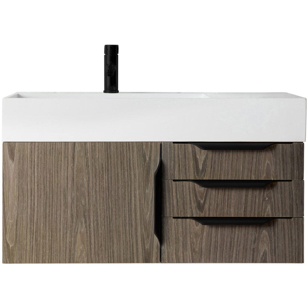 James Martin Mercer Island 36" Single Vanity Vanity James Martin Ash Gray - Matte Black w/ Glossy White Composite Top 