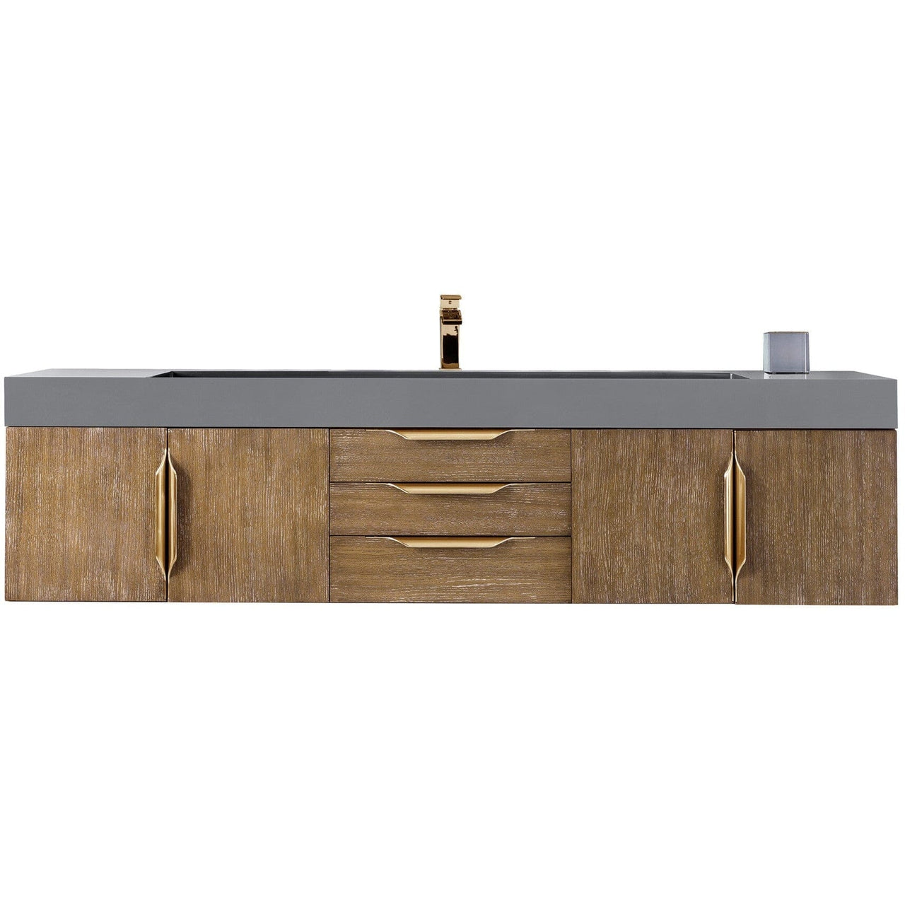 James Martin Mercer Island 72" Single Vanity Vanity James Martin Latte Oak - Radiant Gold w/ Dusk Grey Glossy Composite Top 