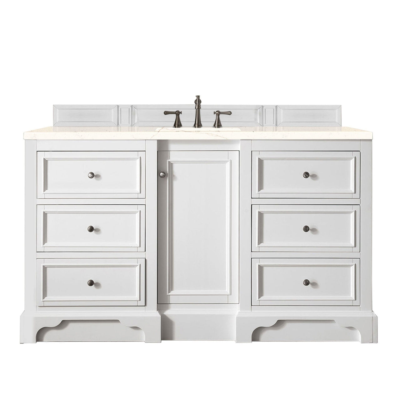 James Martin De Soto 60" Single Vanity Vanity James Martin Bright White w/ 3 CM Eternal Marfil Quartz Top 
