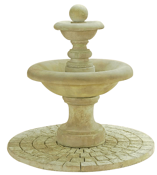 Villa Santini Two Tier Outdoor Cast Stone Garden Fountain With Ball Finial Fountain Tuscan 