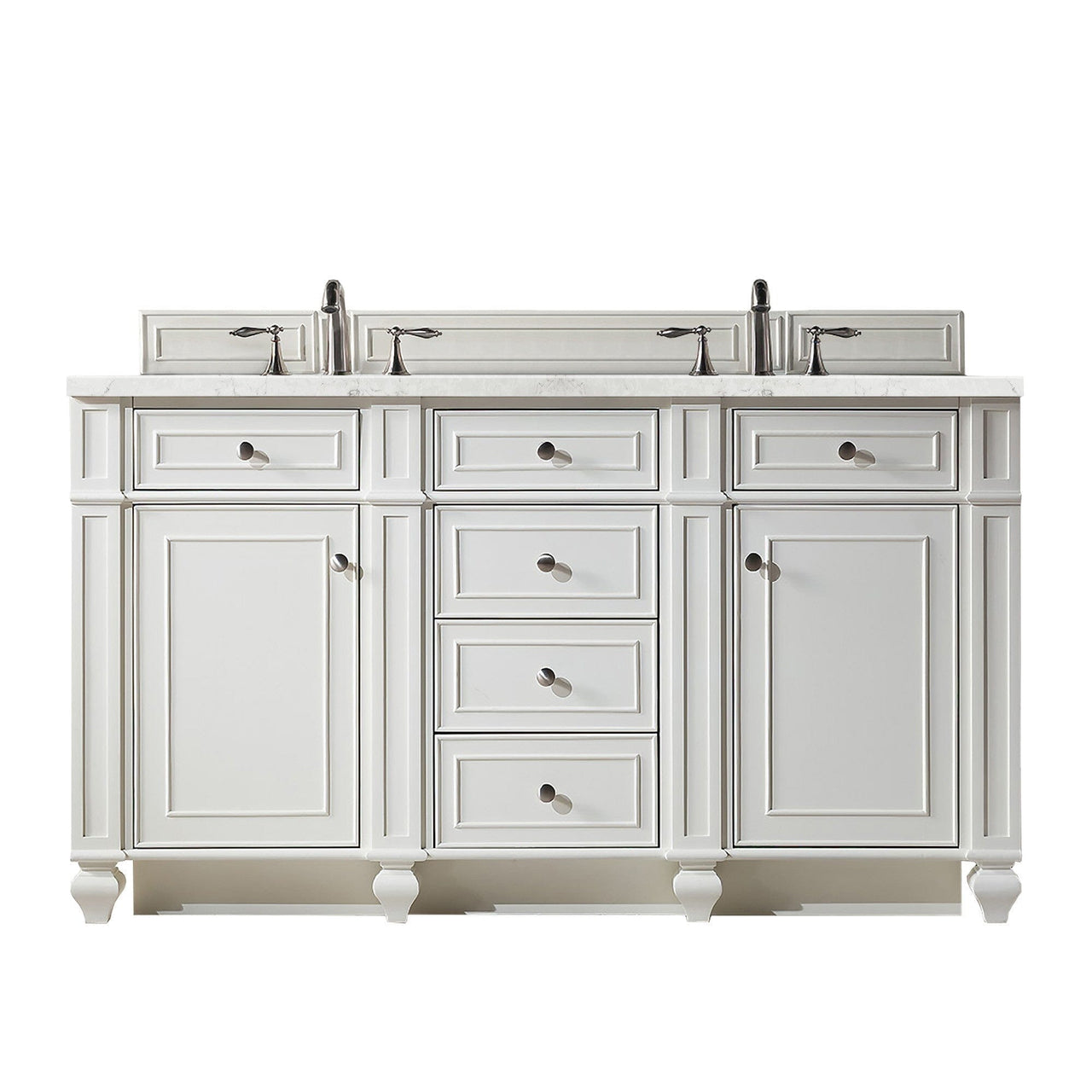 James Martin Bristol 60" Double Vanity Vanity James Martin Bright White w/ 3 CM Eternal Jasmine Pearl Quartz Top 