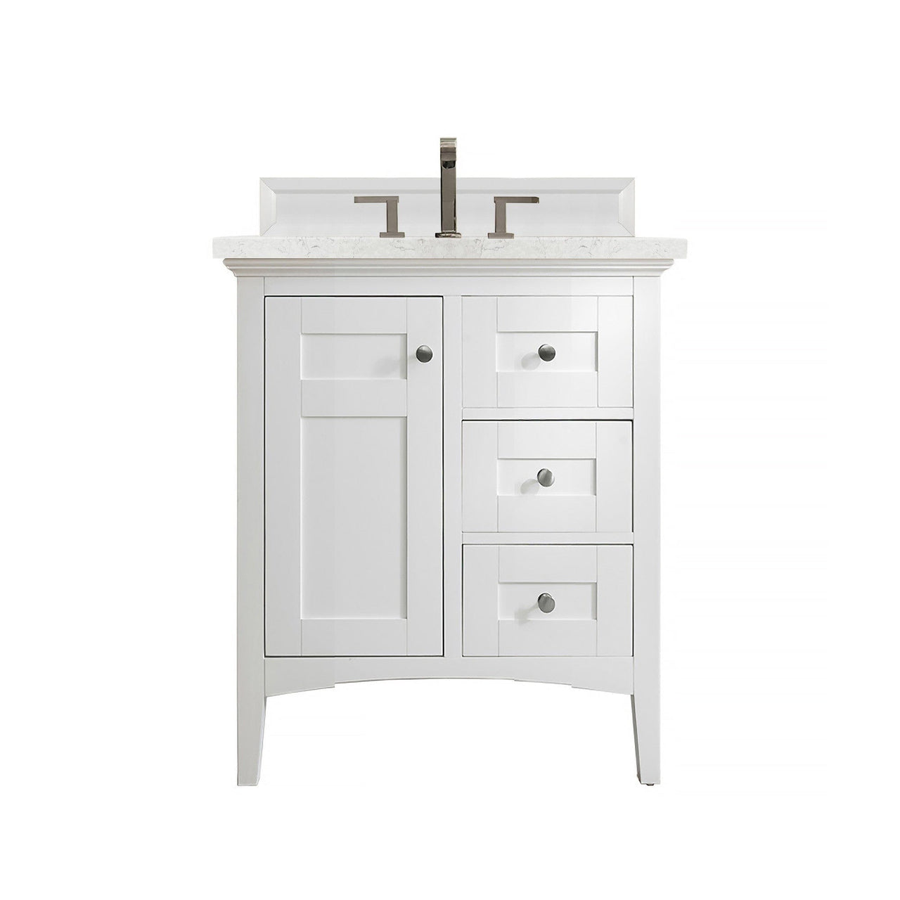 James Martin Palisades 30" Single Vanity Vanity James Martin Bright White w/ 3 CM Eternal Jasmine Pearl Quartz Top 