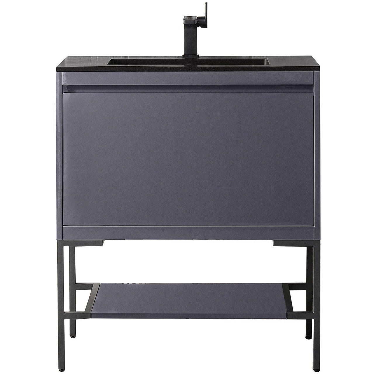 James Martin Milan 31.5" Single Vanity with Base Vanity James Martin Modern Grey - Matte Black w/Charcoal Black Composite Top 