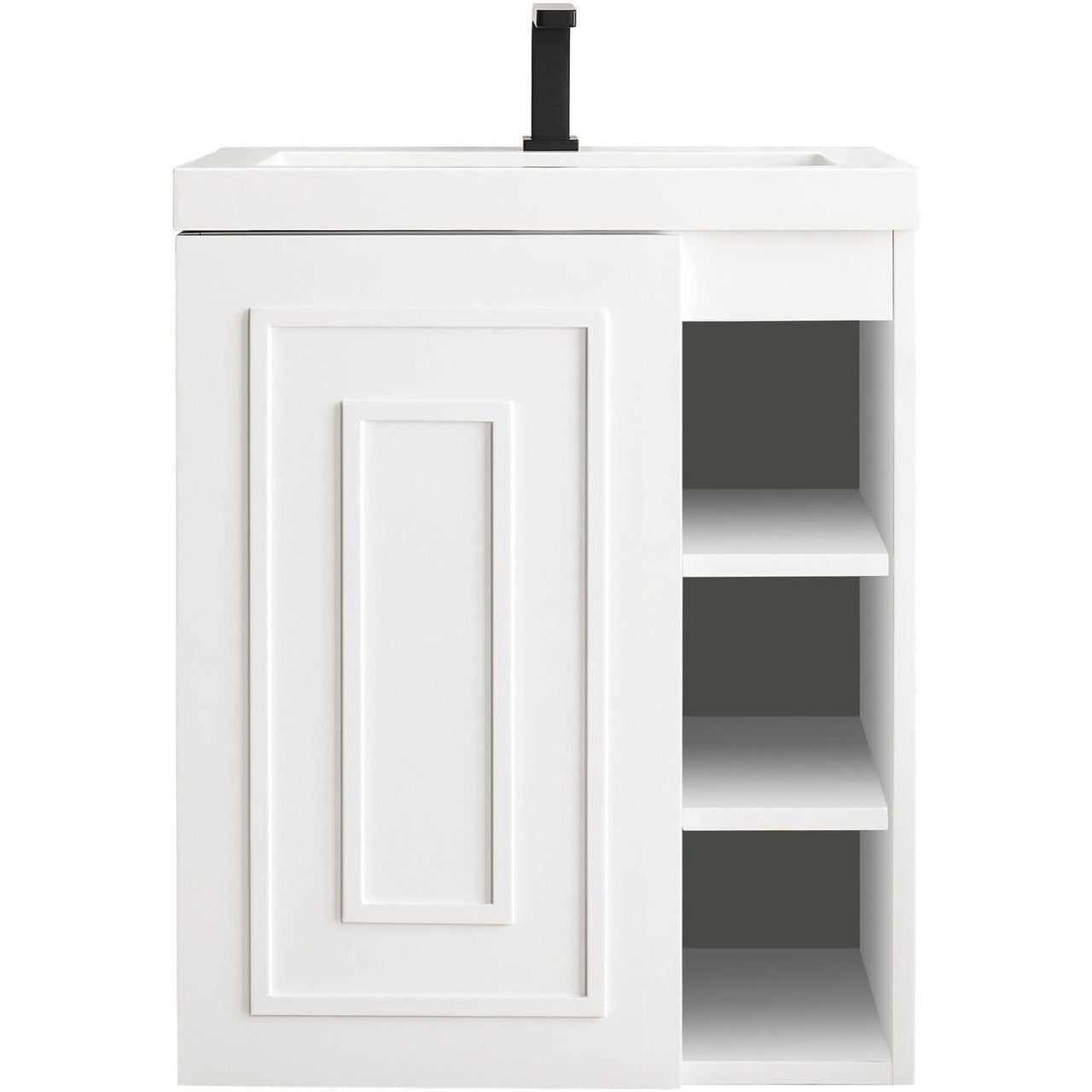James Martin Alicante' 24" Single Vanity Cabinet Vanity James Martin Glossy White w/ White Glossy Composite Countertop 