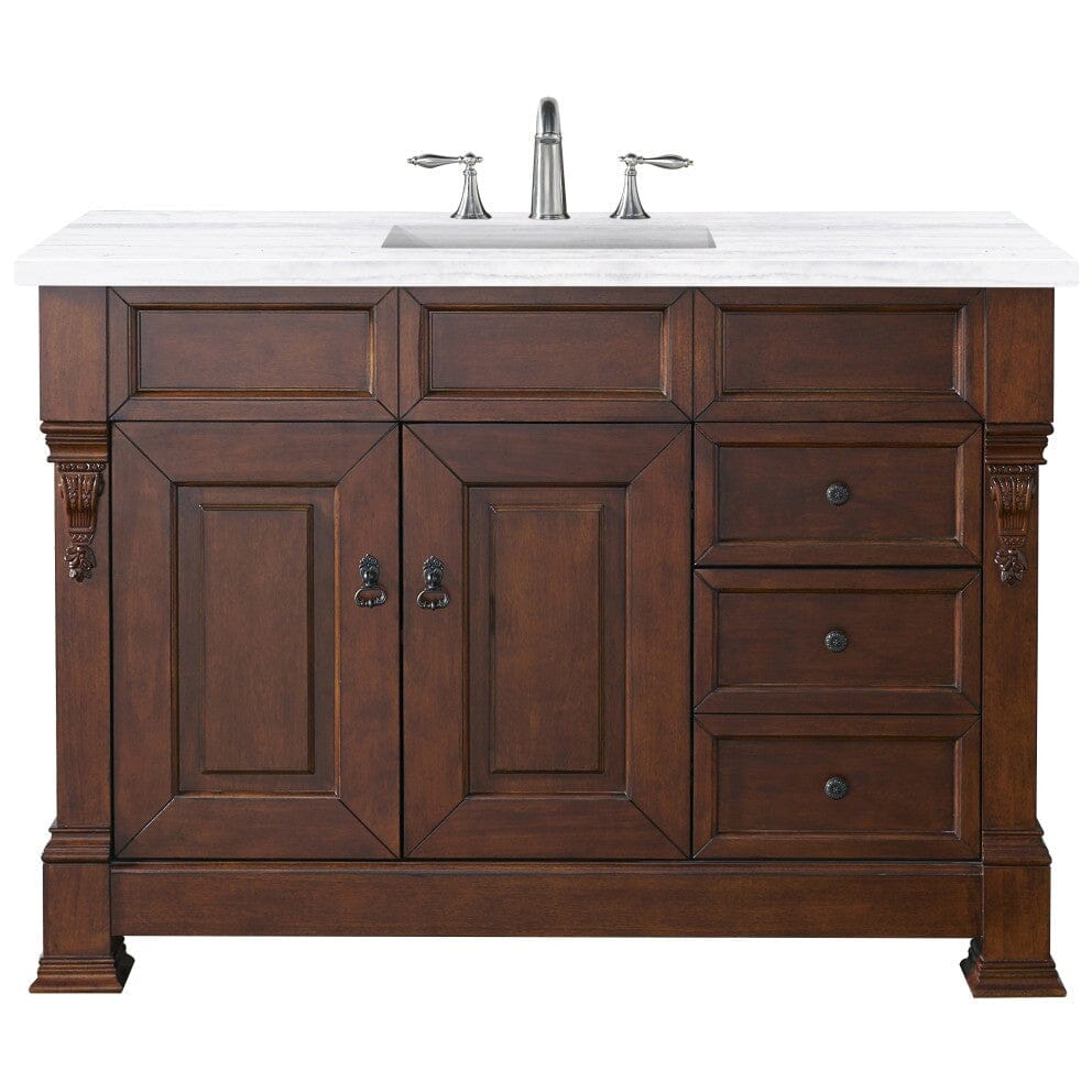 James Martin Brookfield 48" Single Vanity Vanities James Martin Warm Cherry w/ 3 CM Arctic Fall Solid Surface Top 