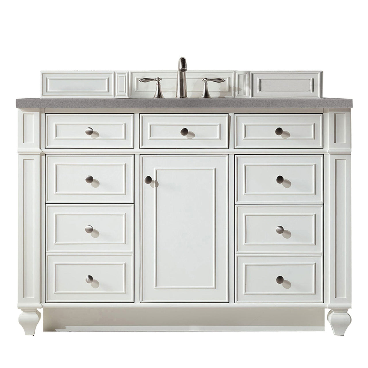 James Martin Bristol 48" Single Vanity Vanity James Martin Bright White w/ 3 CM Grey Expo Quartz Top 