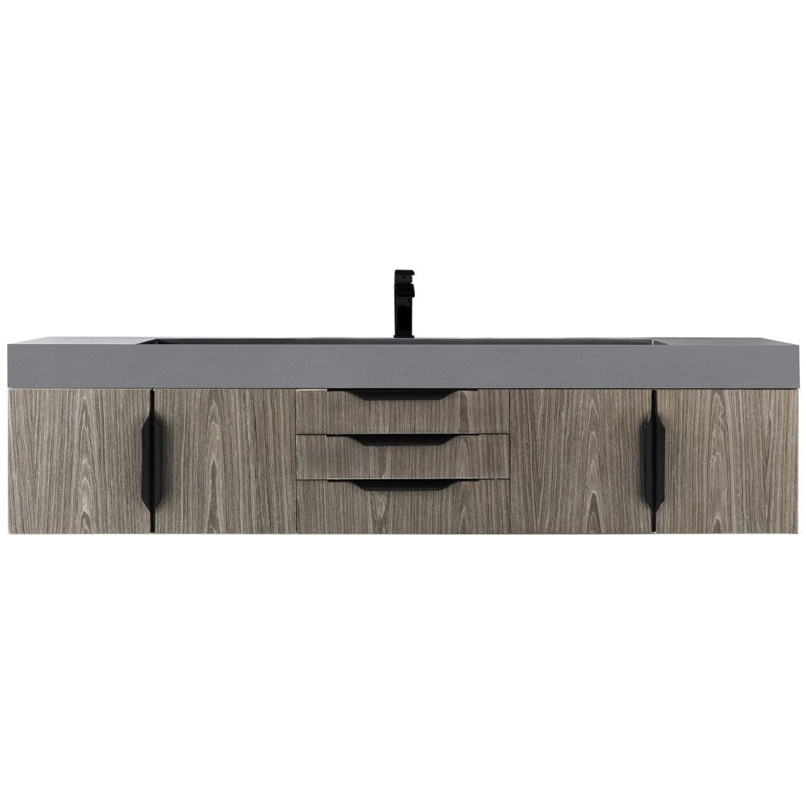 James Martin Mercer Island 72" Single Vanity Vanity James Martin Ash Gray - Matte Black w/ Dusk Grey Glossy Composite Top 
