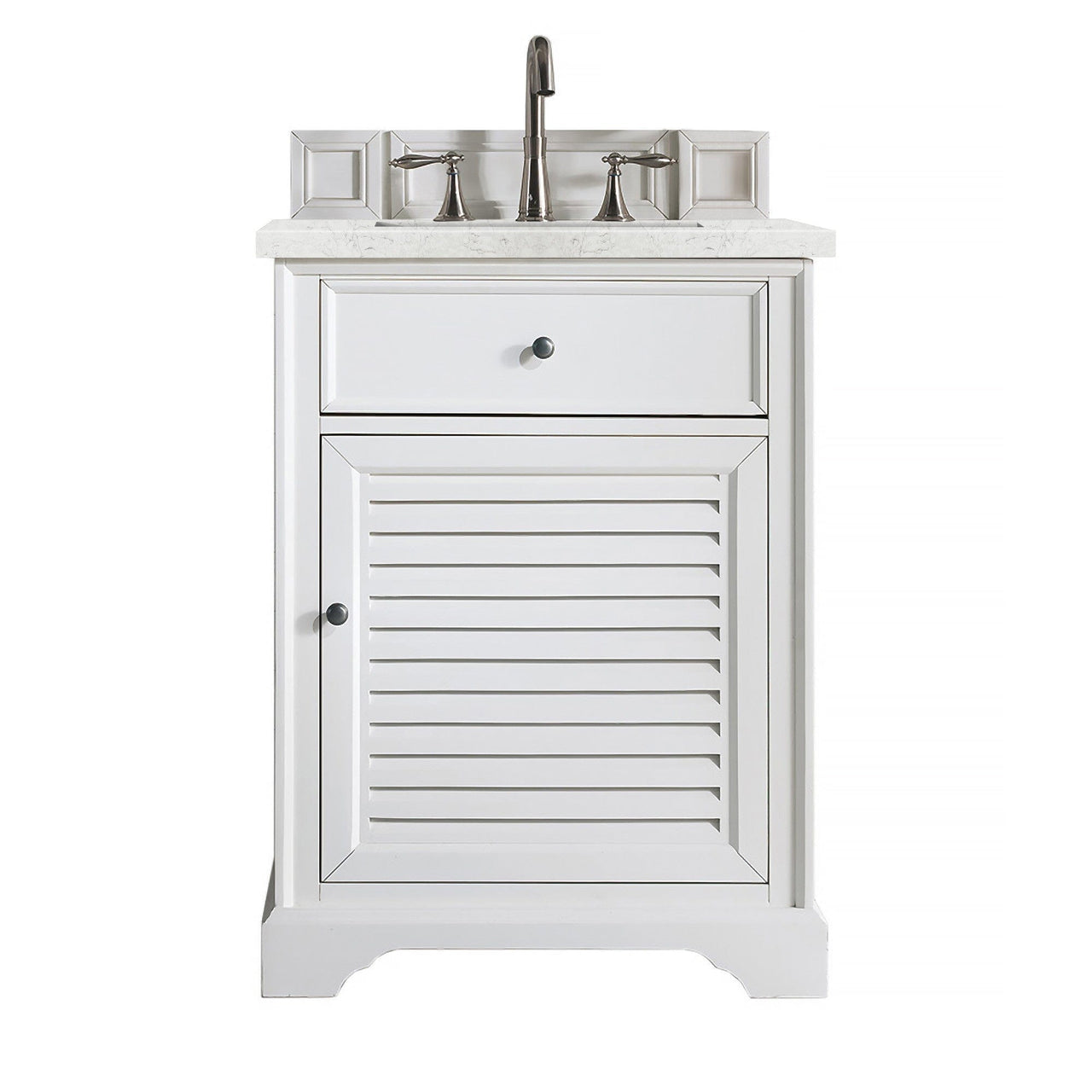 James Martin Savannah 26" Single Vanity Vanity James Martin Bright White w/ 3 CM Eternal Jasmine Pearl Quartz Top 