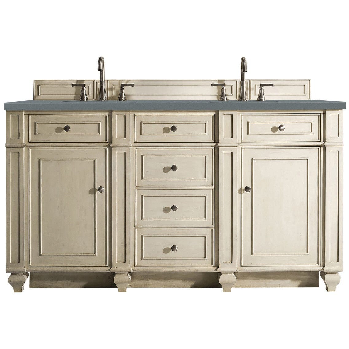 James Martin Bristol 60" Double Vanity Vanity James Martin Vintage Vanilla w/ 3 CM Cala Blue Quartz Top 
