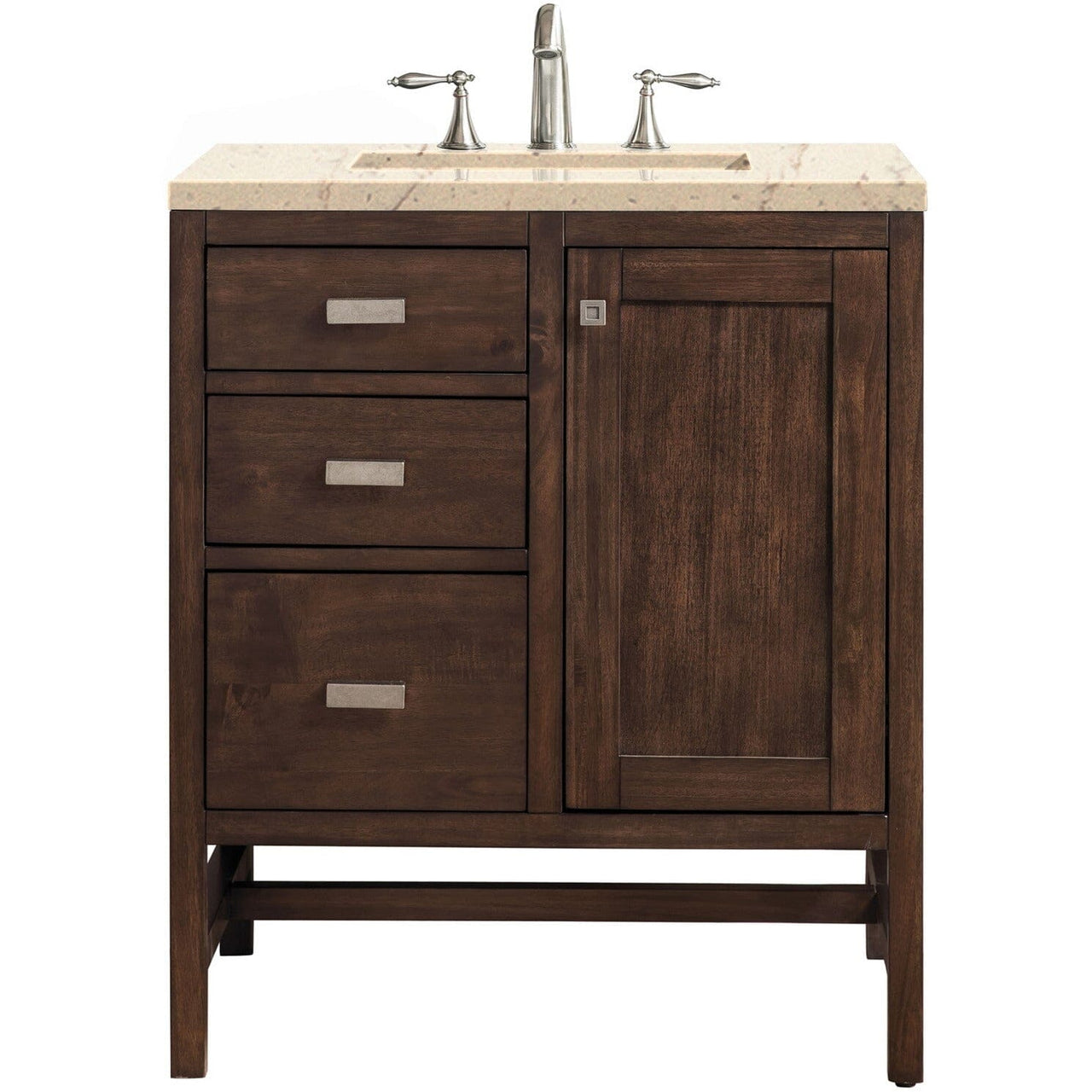 James Martin Addison 30" Single Vanity Vanity James Martin Mid Century Acacia w/ 3 CM Eternal Marfil Quartz Top 