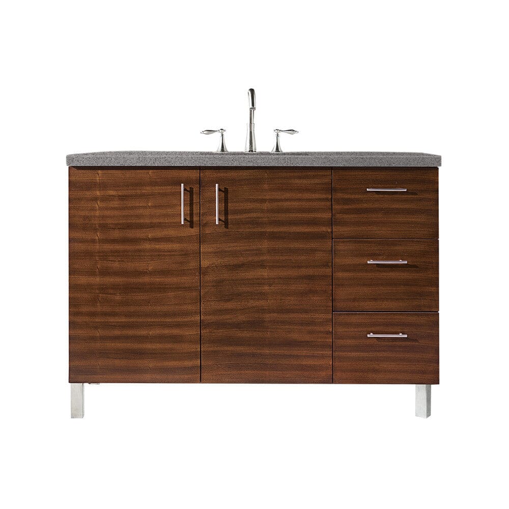 James Martin Metropolitan 48" Single Vanity Vanity James Martin American Walnut w/ 3 CM Grey Expo Quartz Top 