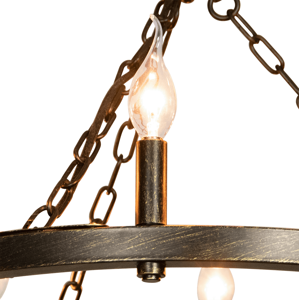 Alver 8 Light Chandelier Wagon Wheel (24” Wide) Matt Black Brushed gold Steel Frame | Large Foyer, Entryway, or Dining Room Decor Chandeliers Canyon Home 