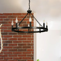 Thumbnail for Alver 8 Light Chandelier Wagon Wheel (24” Wide) Matt Black Brushed gold Steel Frame | Large Foyer, Entryway, or Dining Room Decor Chandeliers Canyon Home 