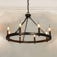 Thumbnail for Alver 8 Light Chandelier Wagon Wheel (24” Wide) Matt Black Brushed gold Steel Frame | Large Foyer, Entryway, or Dining Room Decor Chandeliers Canyon Home 