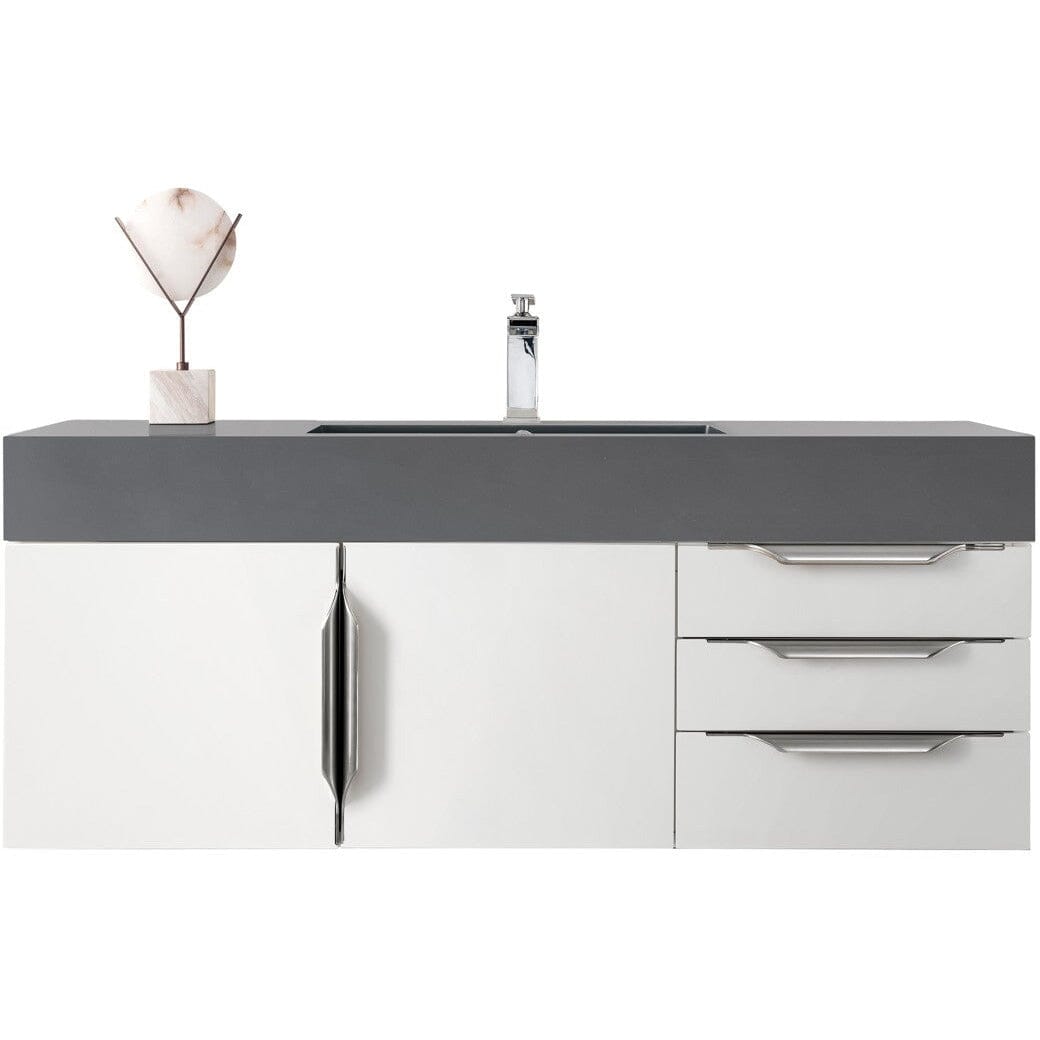 James Martin Mercer Island 48" Single Vanity Vanity James Martin Glossy White w/ Dusk Grey Glossy Composite Top 