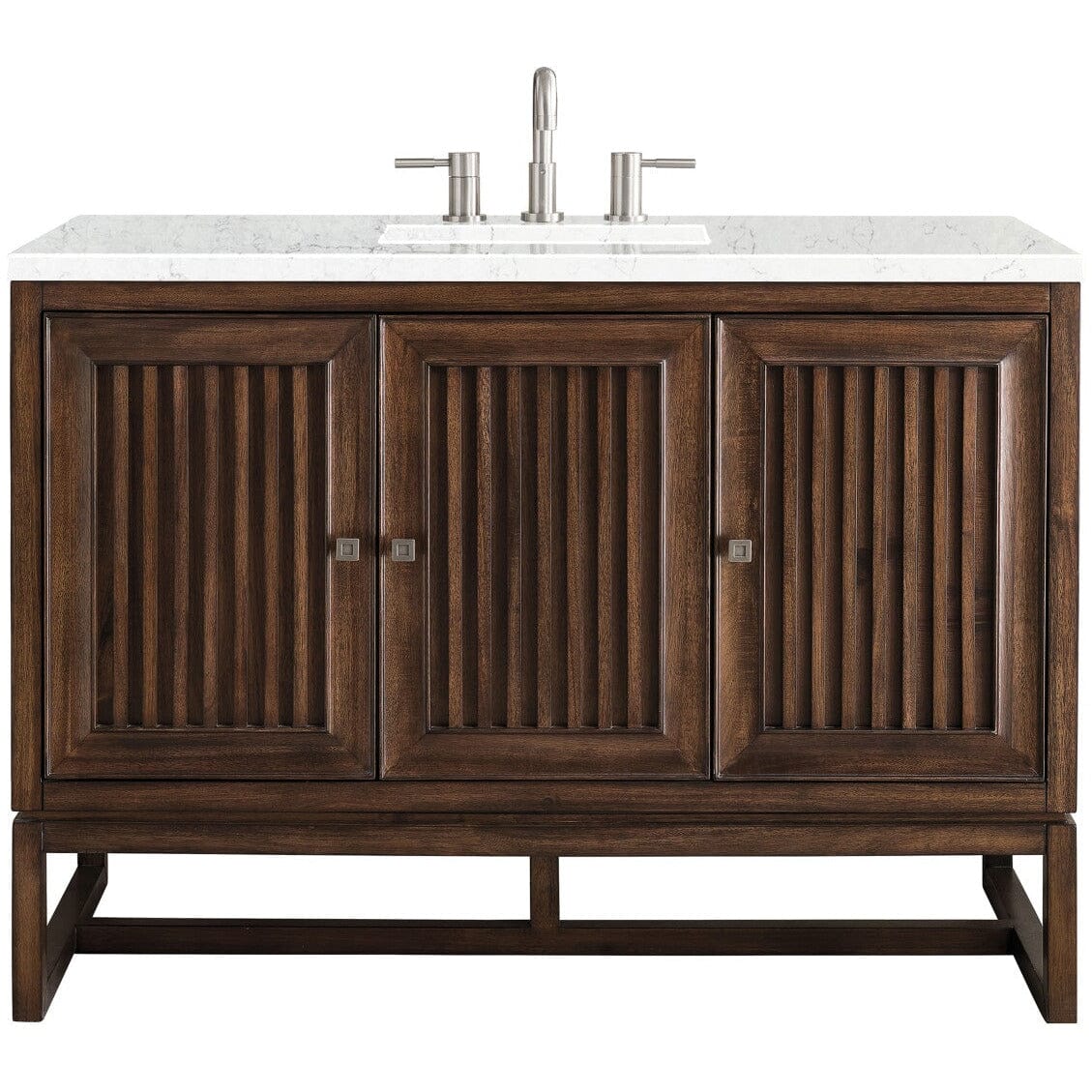 James Martin Athens 48" Single Vanity Vanity James Martin Mid Century Acacia w/ 3 CM Eternal Jasmine Pearl Quartz Top 