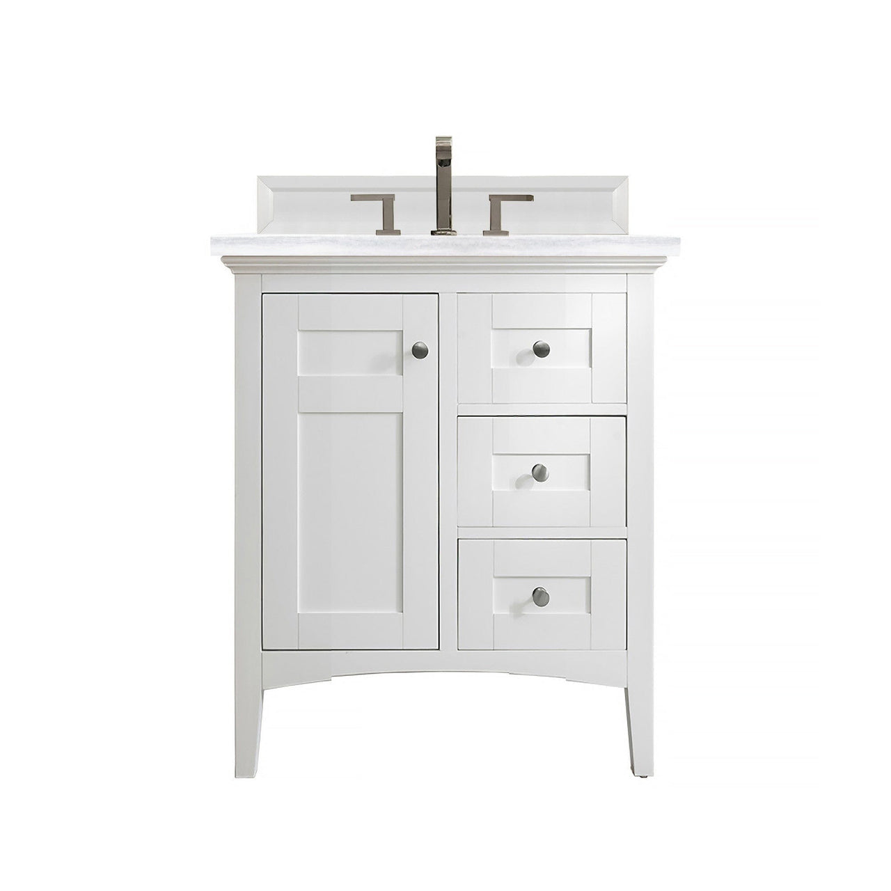 James Martin Palisades 30" Single Vanity Vanity James Martin Bright White w/ 3 CM Arctic Fall Solid Surface Top 