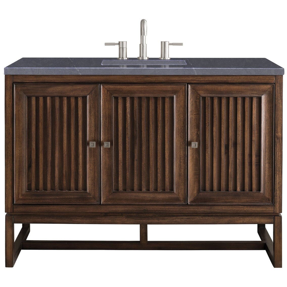 James Martin Athens 48" Single Vanity Vanity James Martin Mid Century Acacia w/ 3 CM Charcoal Soapstone Quartz Top 