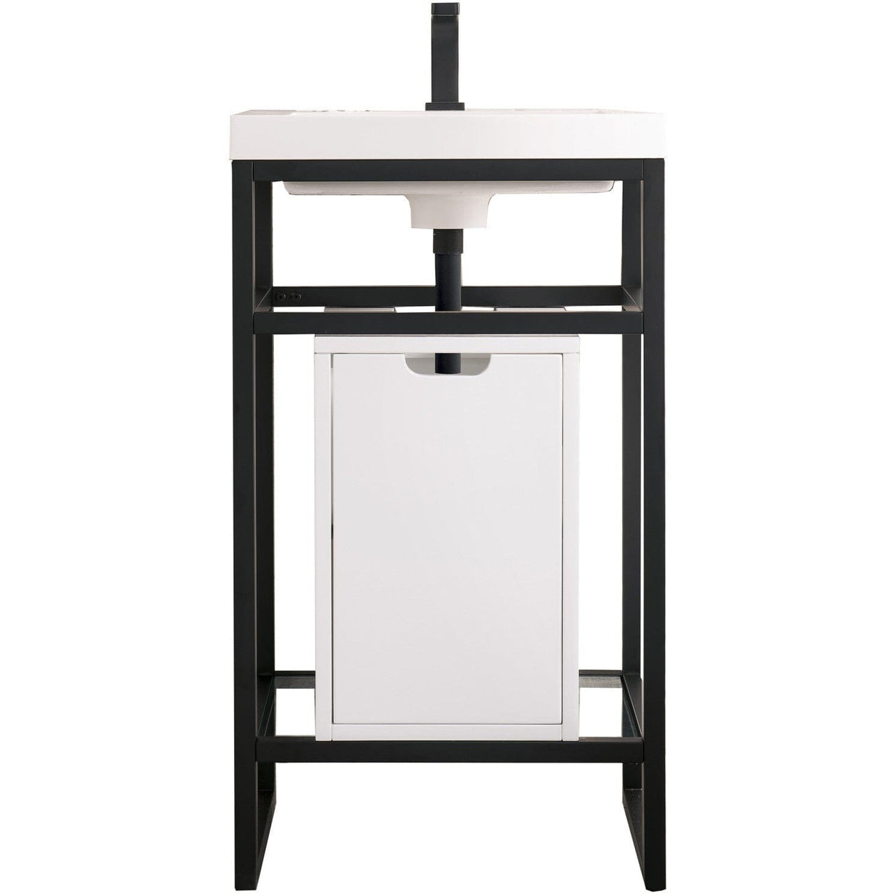 James Martin Boston 20" Stainless Steel Sink Console with Storage Cabinet Console James Martin Matte Black 