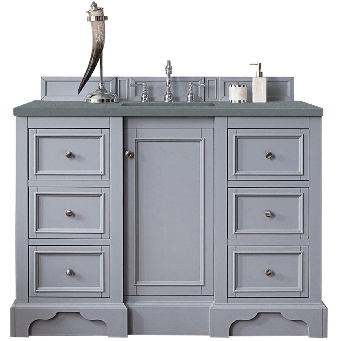 James Martin De Soto 48" Single Vanity Vanity James Martin Silver Gray w/ 3 CM Cala Blue Quartz Top 