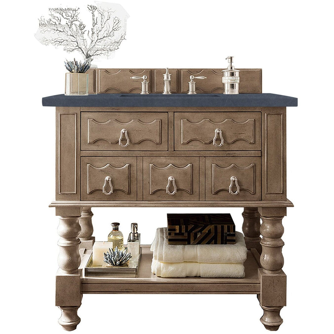 James Martin Castilian 36" Single Vanity Vanity James Martin Empire Gray w/ 3 CM Charcoal Soapstone Quartz Top 