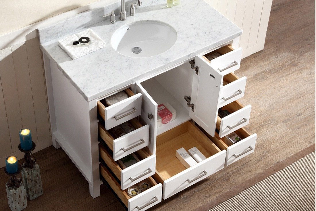 ARIEL Cambridge 43" Single Sink Bathroom Vanity Set in White Vanity ARIEL 