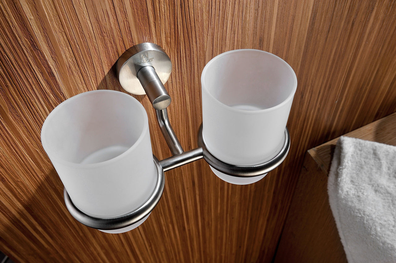 ANZZI Caster Series Double Toothbrush holder in Brushed Nickel Toothbrush Holder ANZZI 