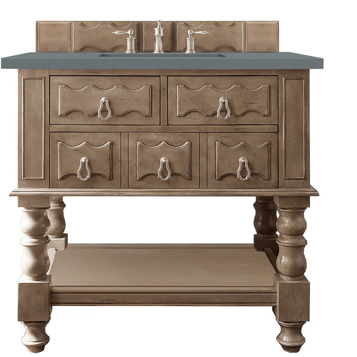 James Martin Castilian 36" Single Vanity Vanity James Martin Empire Gray w/ 3 CM Cala Blue Quartz Top 