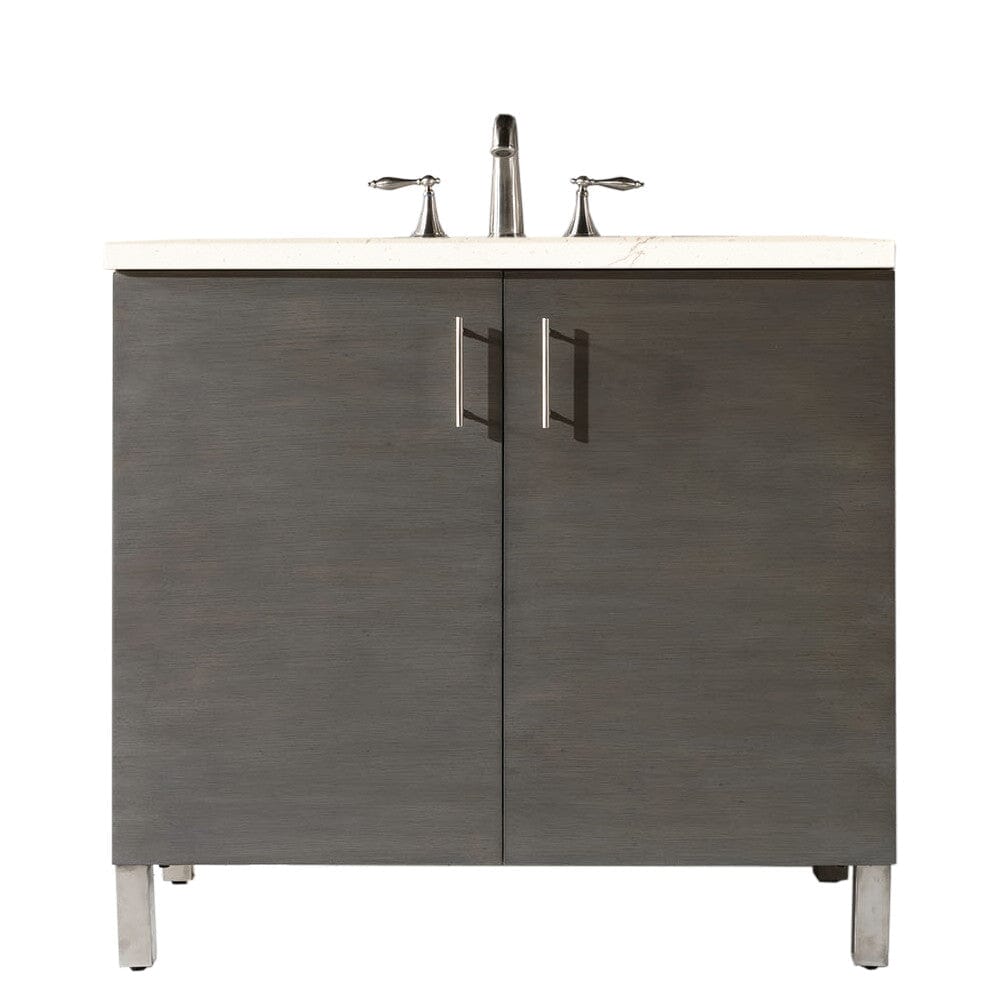 James Martin Metropolitan 36" Single Vanity Vanity James Martin Silver Oak w/ 3 CM Eternal Marfil Quartz Top 
