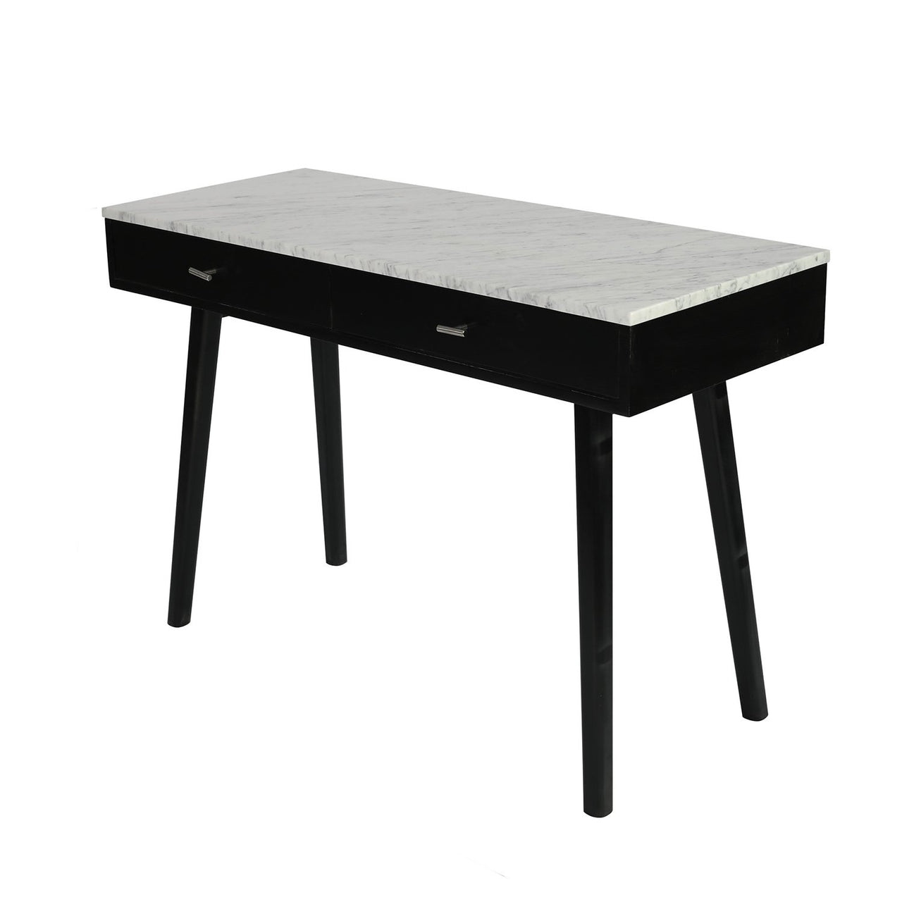 Viola 44" Rectangular Italian Carrara White Marble Writing Desk with Legs Writing Desk The Bianco Collection 