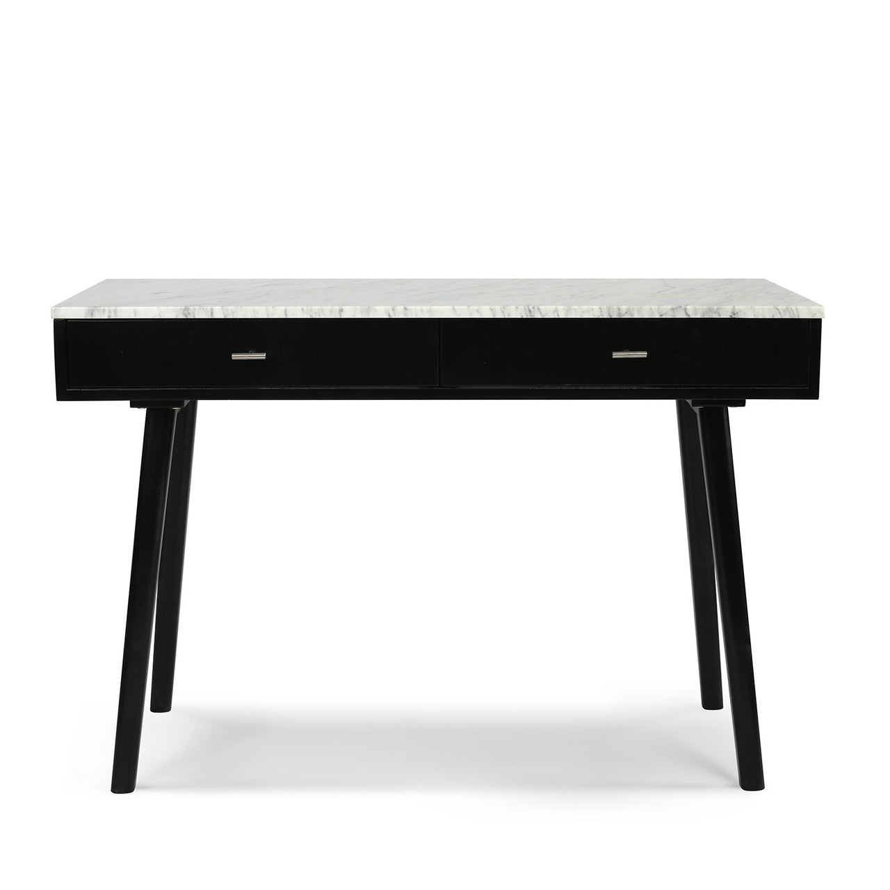 Viola 44" Rectangular Italian Carrara White Marble Writing Desk with Legs Writing Desk The Bianco Collection 